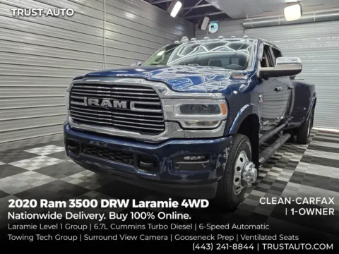 Blue 2020 Ram 3500 DRW Laramie 4WD Crew Cab 6.7L Cummins Turbo Diesel Pickup Truck w/La for sale in Sykesville, MD
