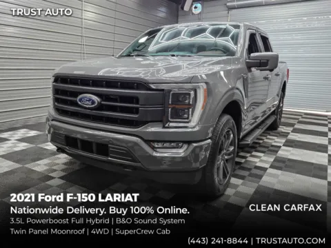 Gray 2021 Ford F-150 LARIAT 4WD SuperCrew Hybrid Pickup Truck for sale in Sykesville, MD