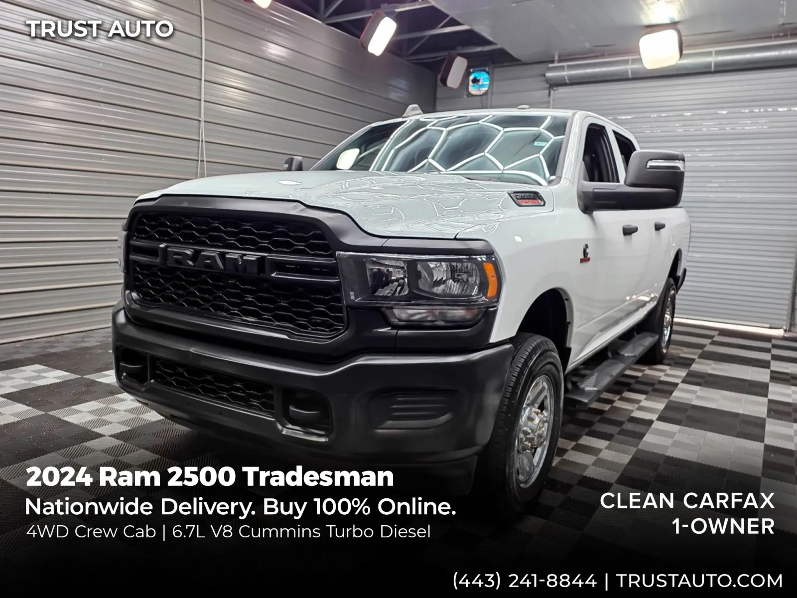 White 2024 Ram 2500 Tradesman 4WD Crew Cab Pickup Truck for sale in Sykesville, MD