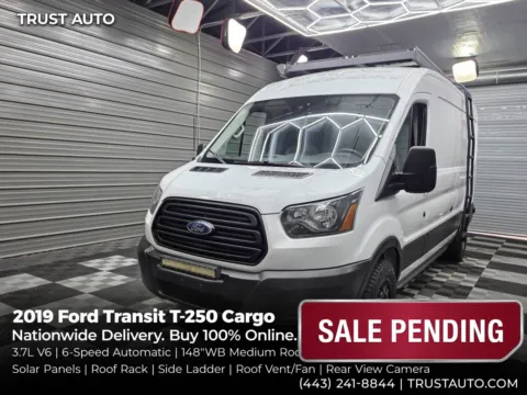 White 2019 Ford Transit T-250 Cargo 148''WB Medium Roof Minivan/Van w/Solar Panels for sale in Sykesville, MD