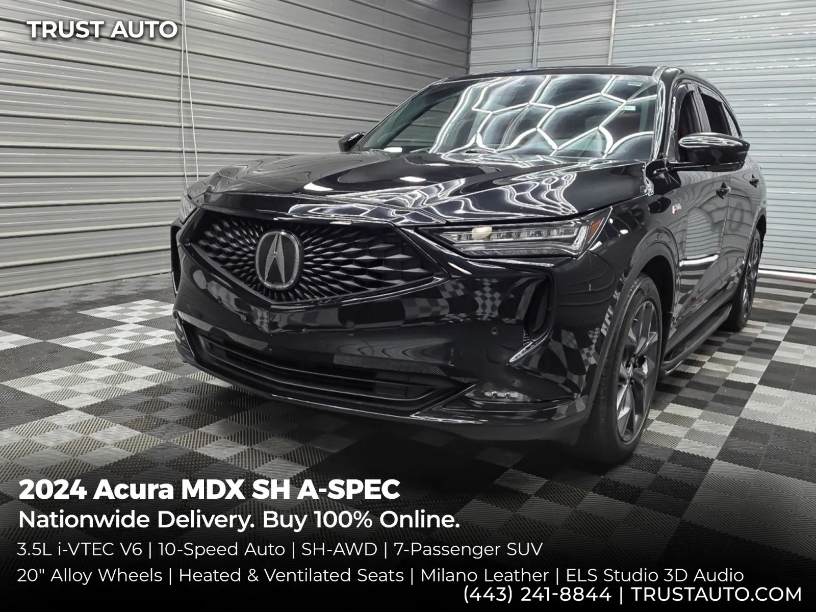 Black 2024 Acura MDX SH A-SPEC AWD 7-Passenger Luxury SUV for sale in Sykesville, MD