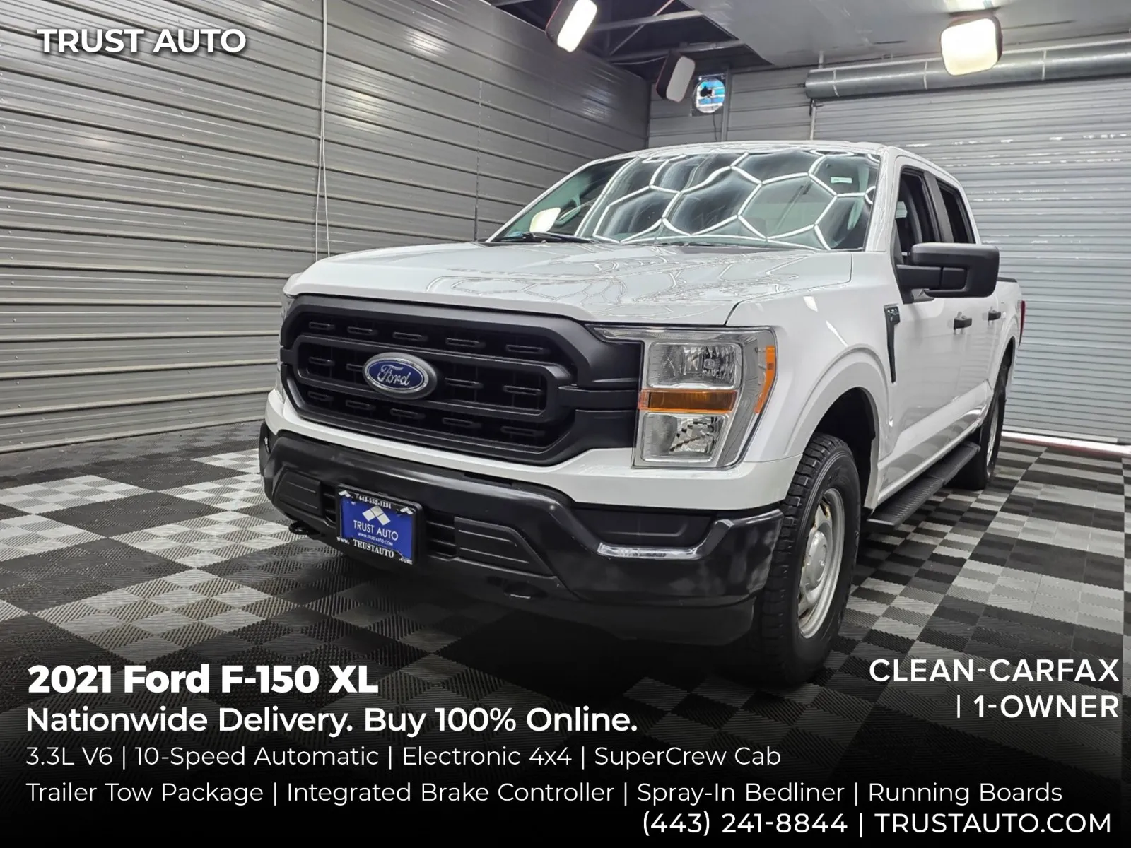 White 2021 Ford F-150 XL 4WD SuperCrew Pickup Truck for sale in Sykesville, MD