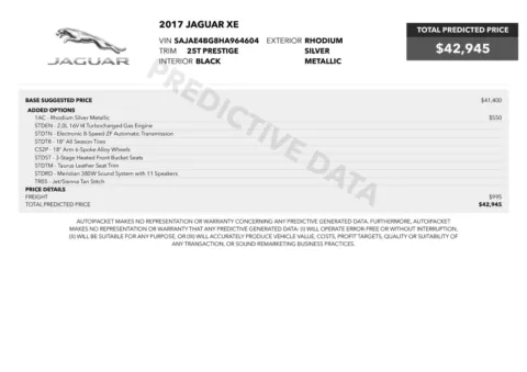 Another view of 2017 Jaguar XE 25t Prestige Luxury 4-Door Sedan for sale in Sykesville, MD at Trust Auto