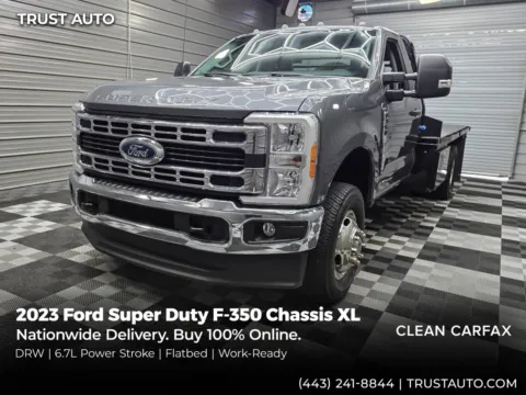 Gray 2023 Ford Super Duty F-350 Chassis Flatbed XL 4WD DRW Regular Cab Dually Pickup Truck for sale in Sykesville, MD