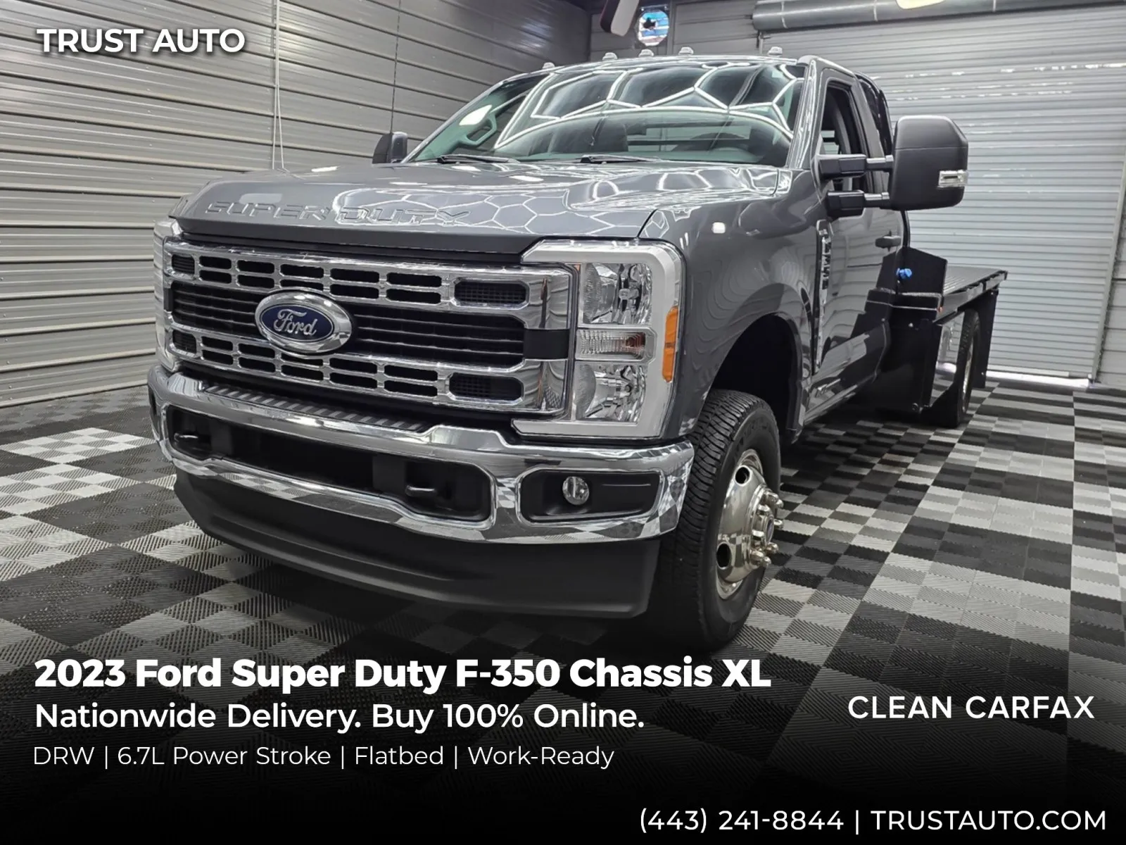 Gray 2023 Ford Super Duty F-350 Chassis Flatbed XL 4WD DRW Regular Cab Dually Pickup Truck for sale in Sykesville, MD