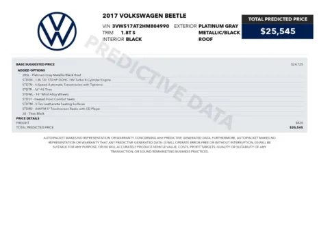 Another view of 2017 Volkswagen Beetle 1.8T S Soft-Top Cabriolet/Convertible for sale in Sykesville, MD at Trust Auto