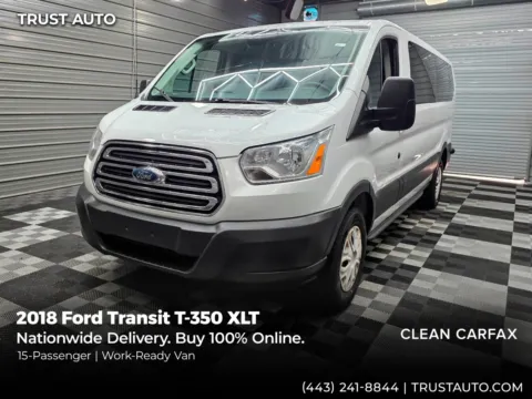 White 2018 Ford Transit T-350 15-Passenger XLT 148''WB Low Roof Minivan/Van for sale in Sykesville, MD