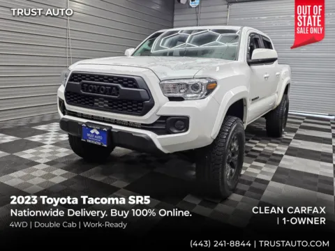 White 2023 Toyota Tacoma SR5 4WD Double Cab Pickup Truck for sale in Sykesville, MD