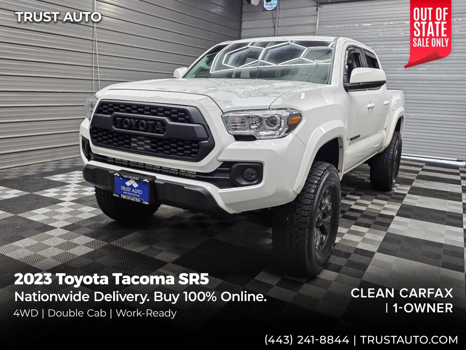 White 2023 Toyota Tacoma SR5 4WD Double Cab Pickup Truck for sale in Sykesville, MD