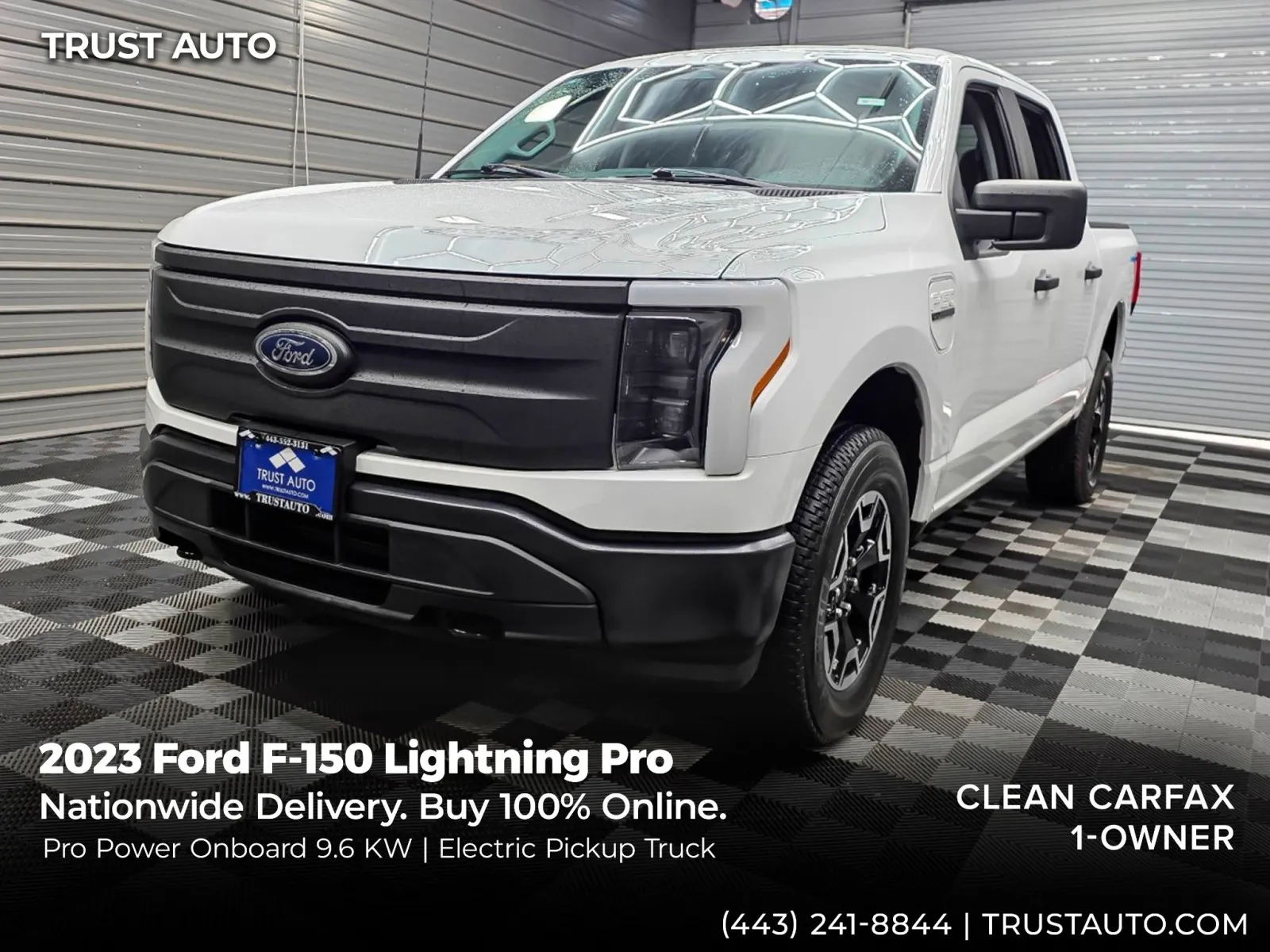 White 2023 Ford F-150 Lightning Pro 4WD SuperCrew Electric Pickup Truck for sale in Sykesville, MD