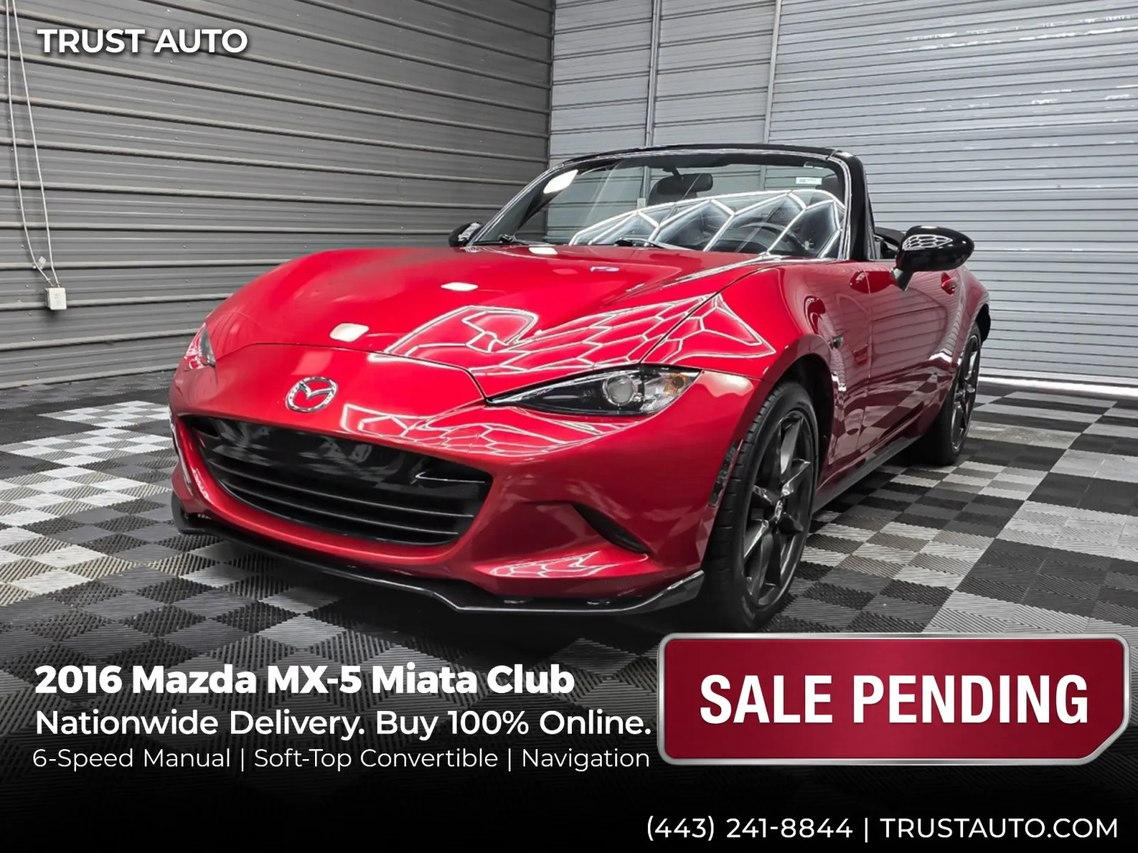 2016 Mazda MX-5 Miata Club 6-Speed Manual Soft-Top Convertible for sale in Sykesville, MD