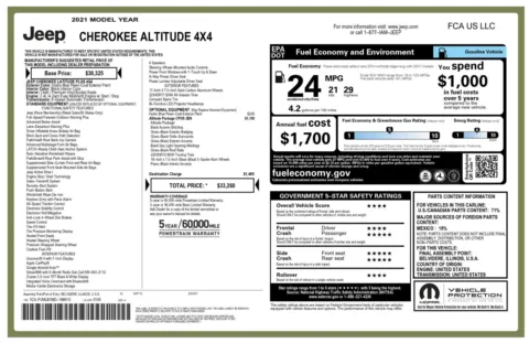 Another view of 2021 Jeep Cherokee Altitude 4WD SUV for sale in Sykesville, MD at Trust Auto