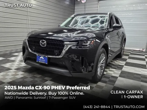 Black 2025 Mazda CX-90 PHEV Preferred AWD 7-Passenger SUV for sale in Sykesville, MD