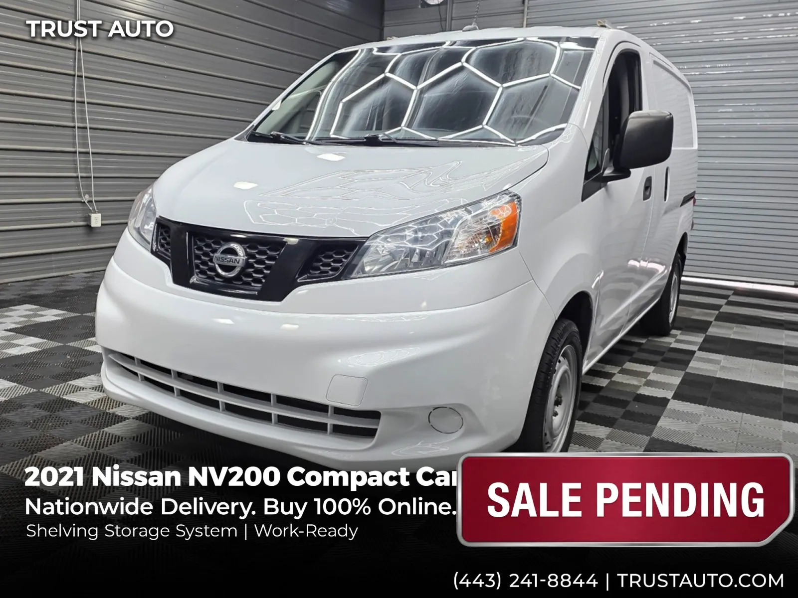 White 2021 Nissan NV200 Compact Cargo S Minivan/Van w/Shelving Storage System for sale in Sykesville, MD