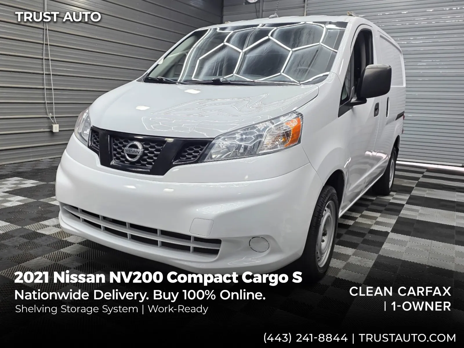 White 2021 Nissan NV200 Compact Cargo S Minivan/Van w/Shelving Storage System for sale in Sykesville, MD