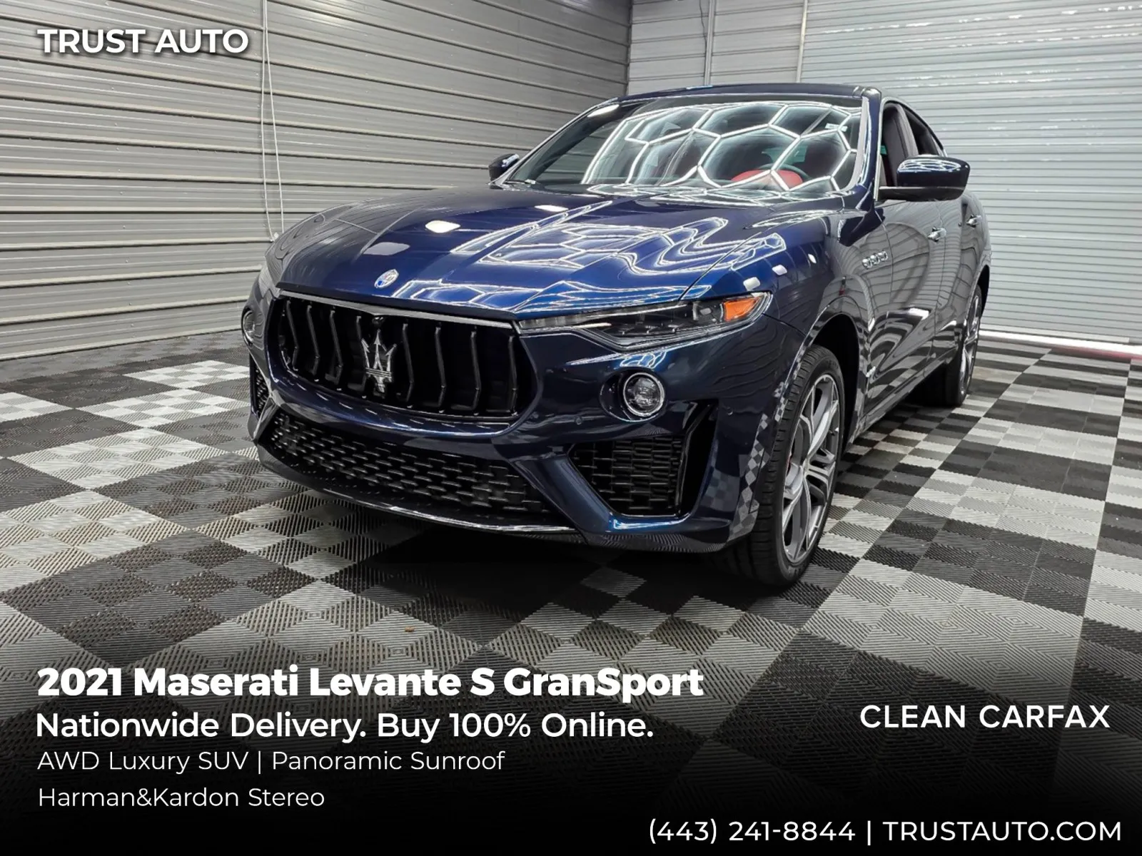 Blue 2021 Maserati Levante S GranSport AWD Luxury SUV for sale in Sykesville, MD