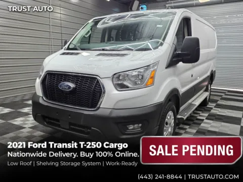White 2021 Ford Transit T-250 Cargo 130''WB Low Roof Minivan/Van w/Shelving Storage System for sale in Sykesville, MD