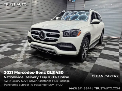 White 2021 Mercedes-Benz GLS 450 4MATIC AWD 6-Passenger Luxury SUV w/Driver Assistance Plus Pkg for sale in Sykesville, MD
