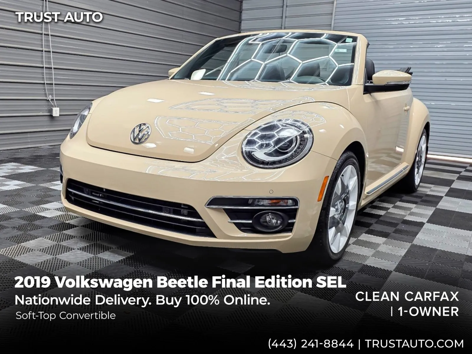 Beige 2019 Volkswagen Beetle Final Edition SEL Soft-Top Convertible for sale in Sykesville, MD