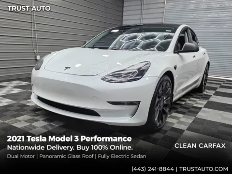 White 2021 Tesla Model 3 Performance AWD Dual Motor Electric Luxury Sedan for sale in Sykesville, MD