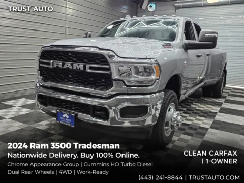 Silver 2024 Ram 3500 Tradesman 4WD DRW Crew Cab Cummins HO Turbo Diesel Pickup Truck for sale in Sykesville, MD