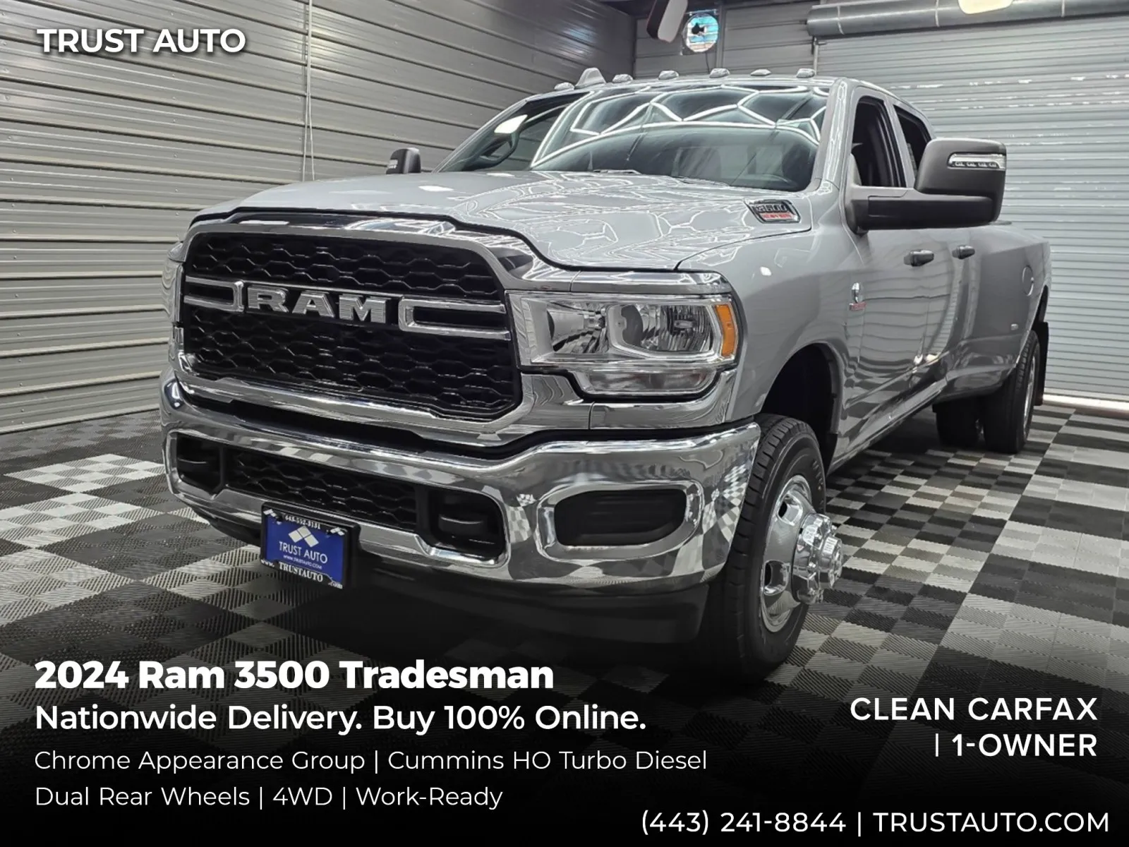 2024 Ram 3500 DRW Tradesman 4WD Crew Cab 8FT Bed Cummins HO Turbo Diesel Pickup Truck