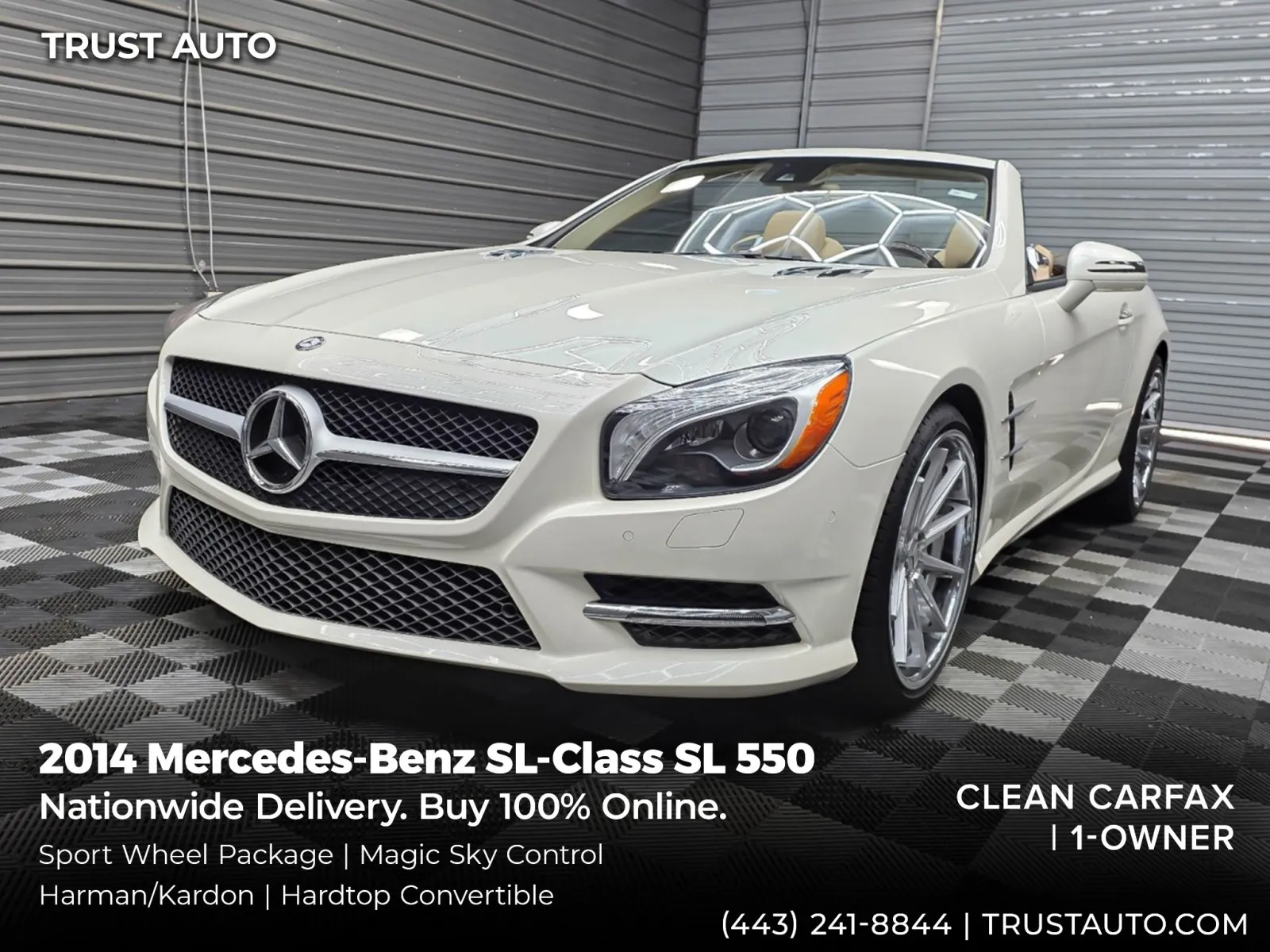 White 2014 Mercedes-Benz SL-Class SL 550 Roadster Hardtop Convertible w/Sport Wheel Pkg for sale in Sykesville, MD