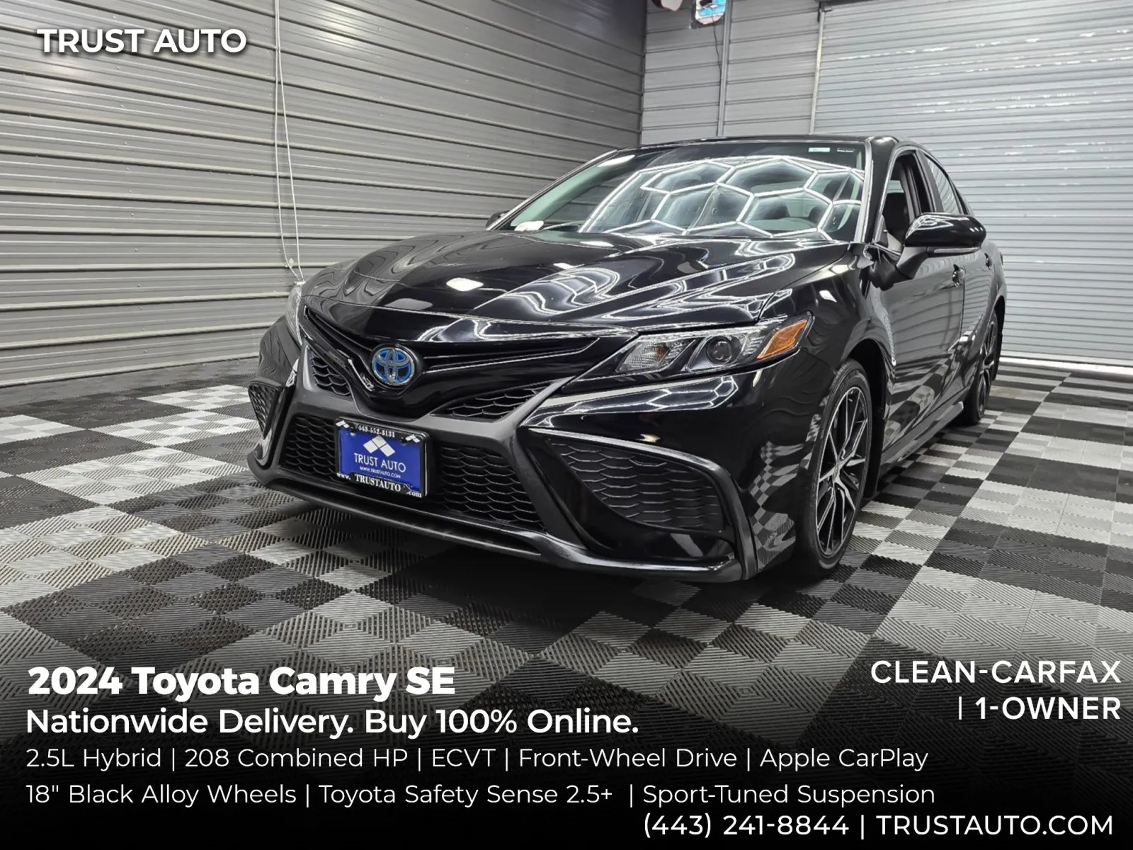 Black 2024 Toyota Camry SE Hybrid Sedan for sale in Sykesville, MD