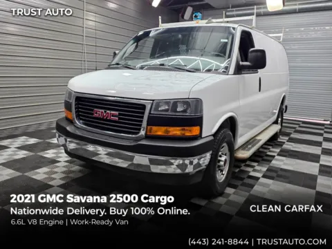 White 2021 GMC Savana 2500 Cargo 135''WB 6.6L V8 Minivan/Van for sale in Sykesville, MD