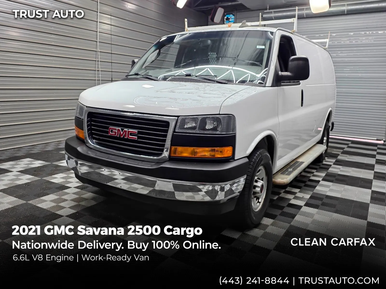White 2021 GMC Savana 2500 Cargo 135''WB 6.6L V8 Minivan/Van for sale in Sykesville, MD