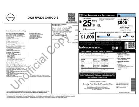 Another view of 2021 Nissan NV200 Compact Cargo S Minivan/Van for sale in Sykesville, MD at Trust Auto