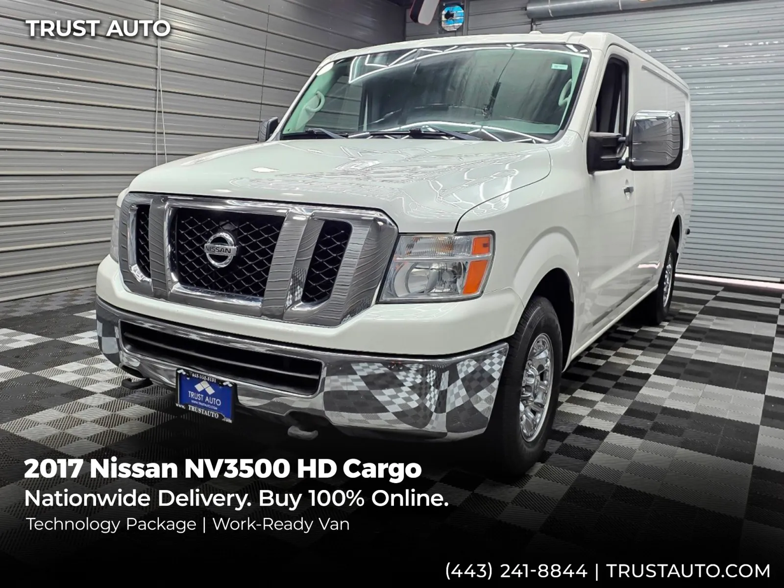 White 2017 Nissan NV3500 HD Cargo SL Minivan/Van w/Technology Pkg for sale in Sykesville, MD