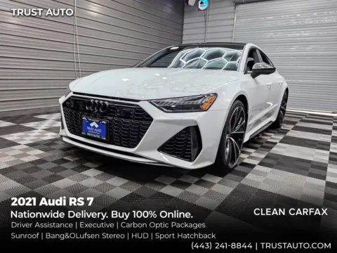 White 2021 Audi RS 7 4.0T Quattro AWD Luxury Hatchback w/Carbon Optic/Executive/Driver Assistance Pkgs for sale in Sykesville, MD