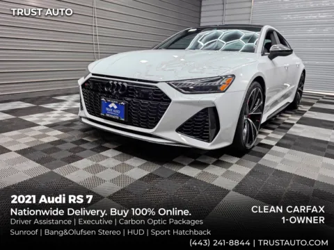 White 2021 Audi RS 7 4.0T Quattro AWD Luxury Hatchback w/Carbon Optic/Executive/Driver Assistance Pkgs for sale in Sykesville, MD