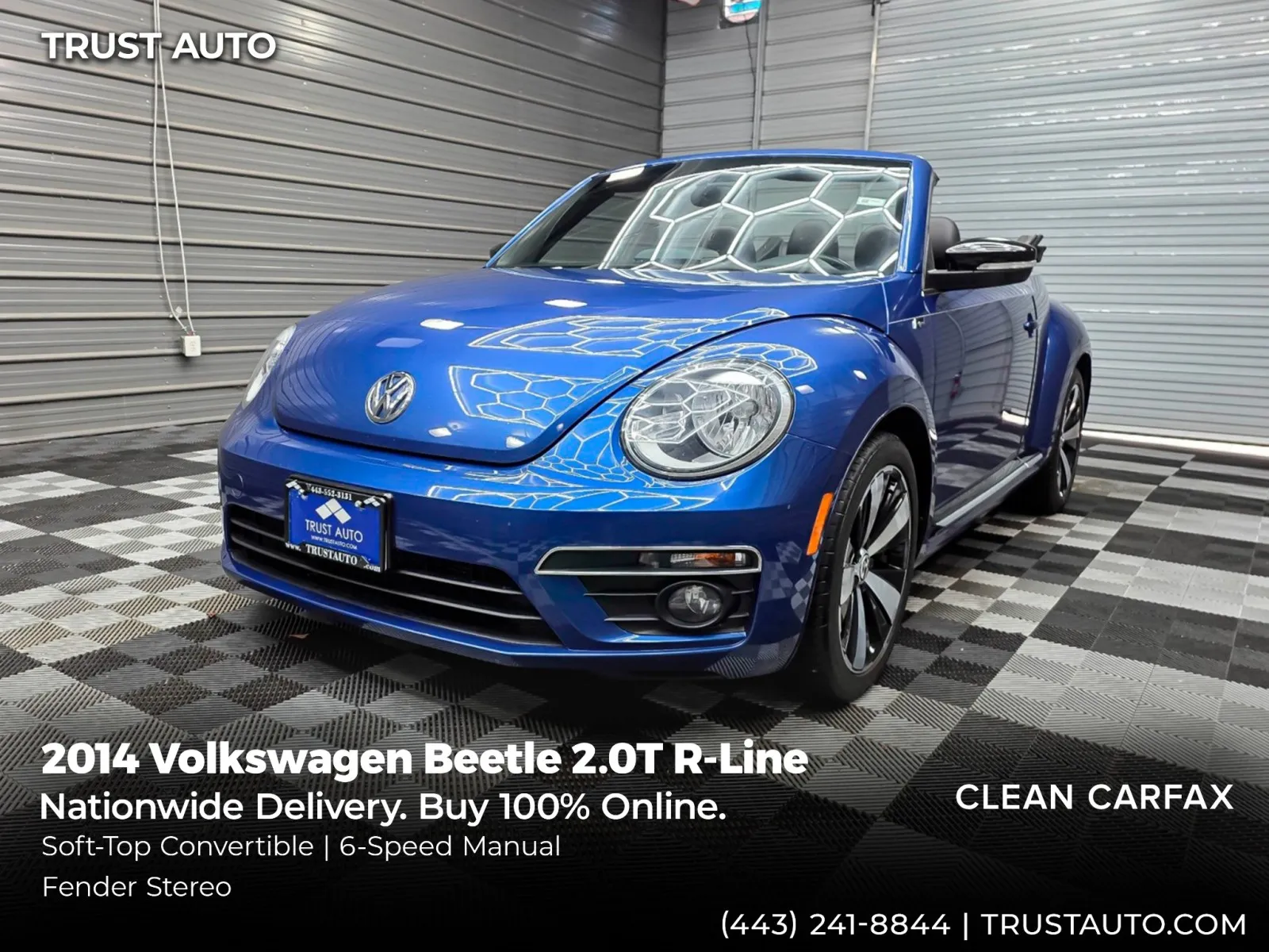 Blue 2014 Volkswagen Beetle 2.0T R-Line Soft-Top Convertible w/Sound PZEV for sale in Sykesville, MD