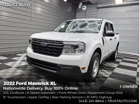 White 2022 Ford Maverick XL SuperCrew Pickup Truck for sale in Sykesville, MD