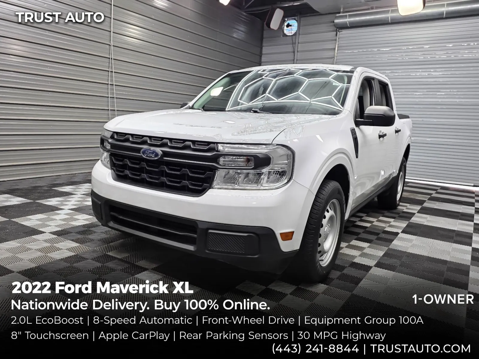 White 2022 Ford Maverick XL SuperCrew Pickup Truck for sale in Sykesville, MD