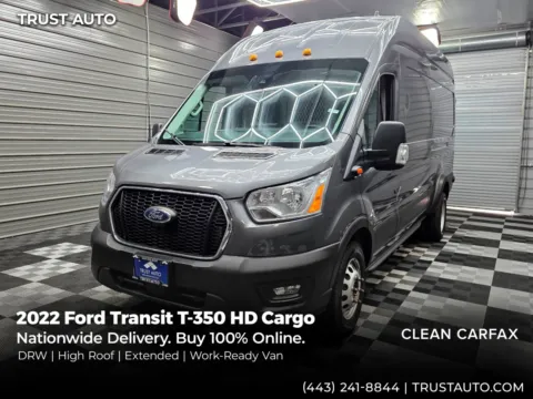 Gray 2022 Ford Transit T-350 HD Cargo 148''WB DRW High Roof Extended Minivan/Van for sale in Sykesville, MD