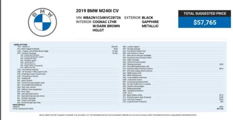 Another view of 2019 BMW 2 Series M240i Soft-Top Luxury Convertible w/Premium Pkg for sale in Sykesville, MD at Trust Auto