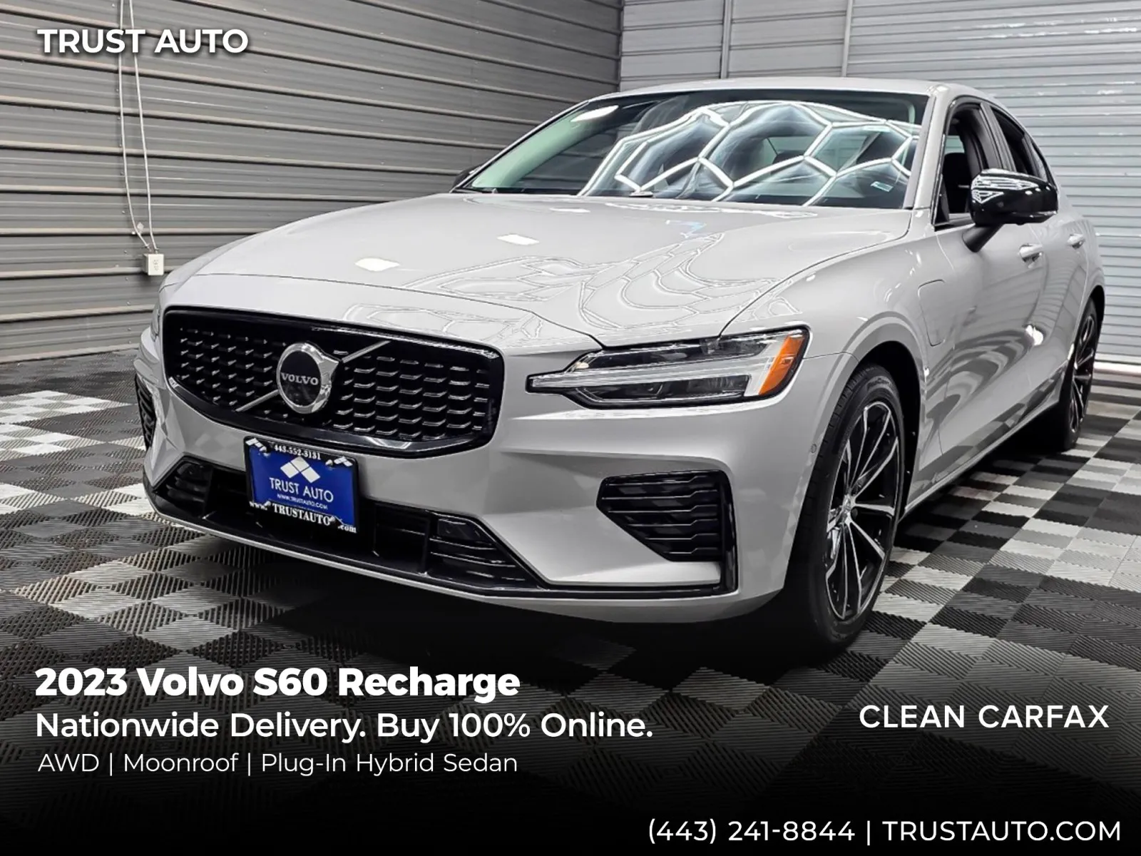 Silver 2023 Volvo S60 Recharge Plus Dark Theme AWD Plug-In Hybrid Sedan for sale in Sykesville, MD