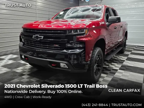 Red 2021 Chevrolet Silverado 1500 LT Trail Boss 4WD Crew Cab Pickup Truck for sale in Sykesville, MD