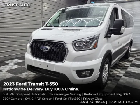 White 2023 Ford Transit T-350 15-Passenger XLT 148''WB Low Roof Minivan/Van for sale in Sykesville, MD