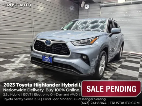 Blue 2023 Toyota Highlander Hybrid LE AWD 8-Passenger SUV for sale in Sykesville, MD