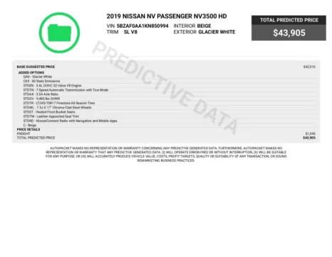 Another view of 2019 Nissan NV3500 HD SL V8 12-Passenger Minivan/Van for sale in Sykesville, MD at Trust Auto