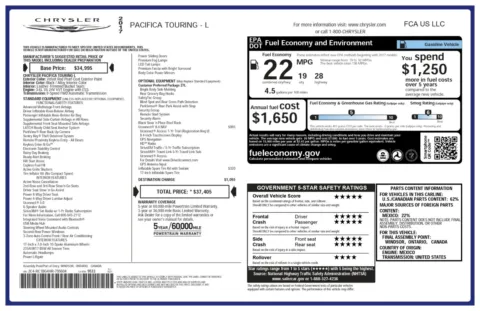 Another view of 2017 Chrysler Pacifica Touring-L 7-Passenger Minivan/Van for sale in Sykesville, MD at Trust Auto