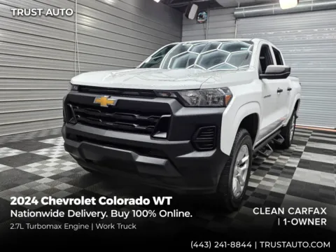 White 2024 Chevrolet Colorado WT 4WD Crew Cab Work Pickup Truck for sale in Sykesville, MD