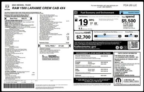 Another view of 2023 Ram 1500 Laramie 4WD Crew Cab 5.7L V8 HEMI Pickup Truck w/Night Edition for sale in Sykesville, MD at Trust Auto