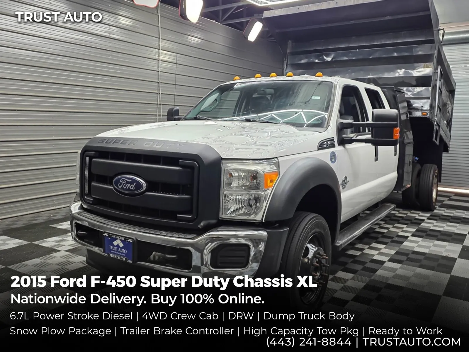 White 2015 Ford F-450 Super Duty Chassis XL Crew Cab DRW 4WD for sale in Sykesville, MD