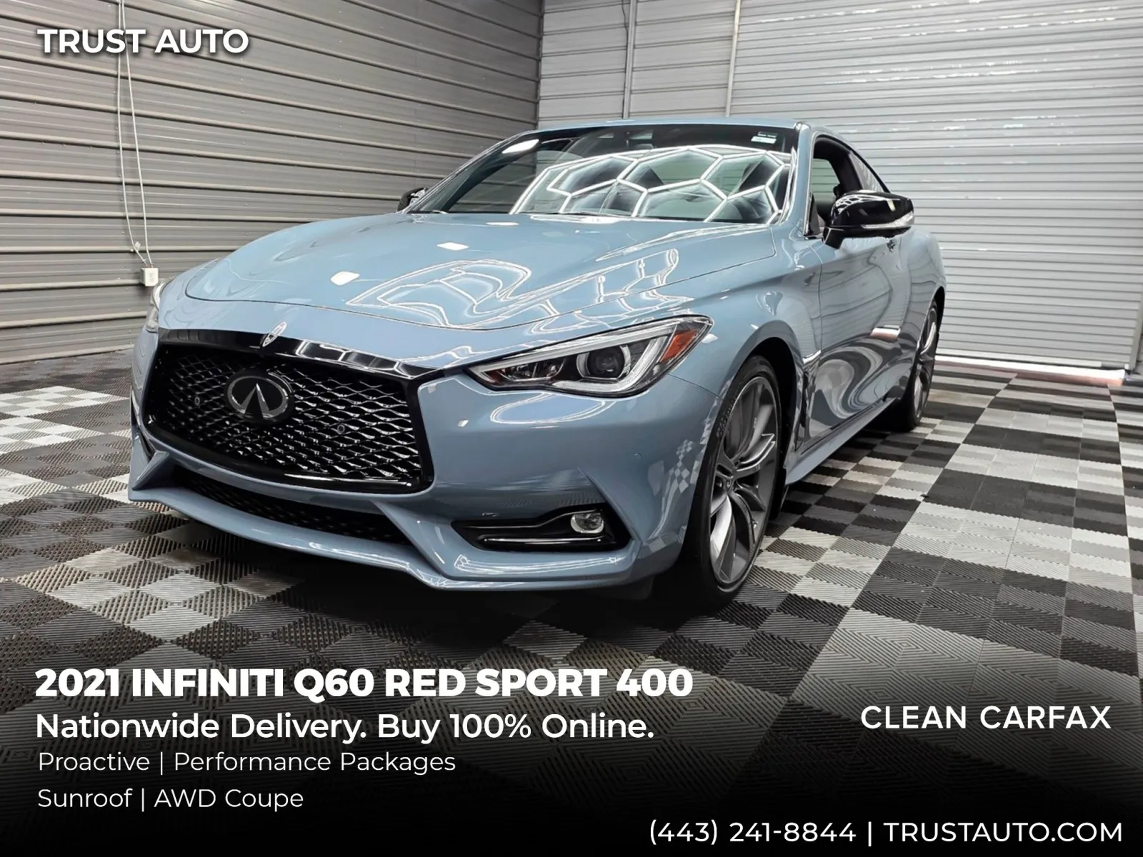Gray 2021 INFINITI Q60 RED SPORT 400 AWD Luxury Coupe w/Proactive Pkg for sale in Sykesville, MD