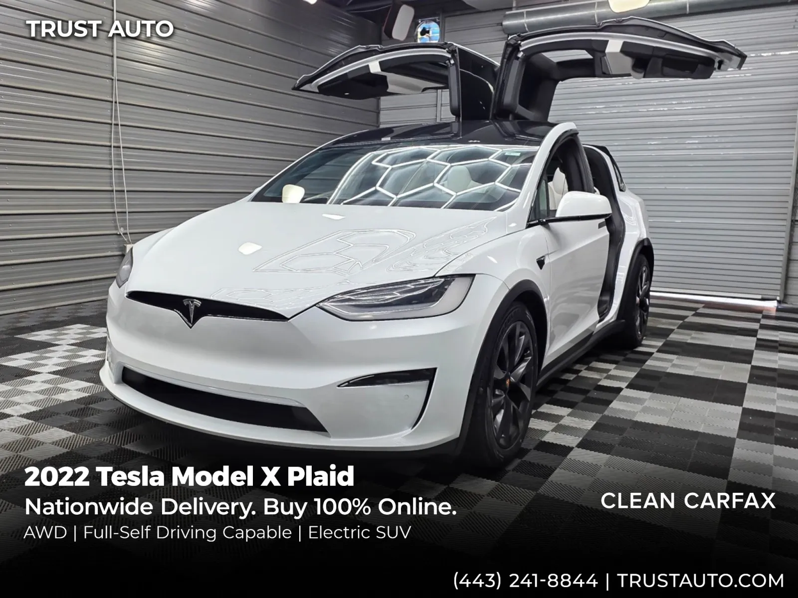 White 2022 Tesla Model X Plaid AWD Luxury Electric SUV for sale in Sykesville, MD